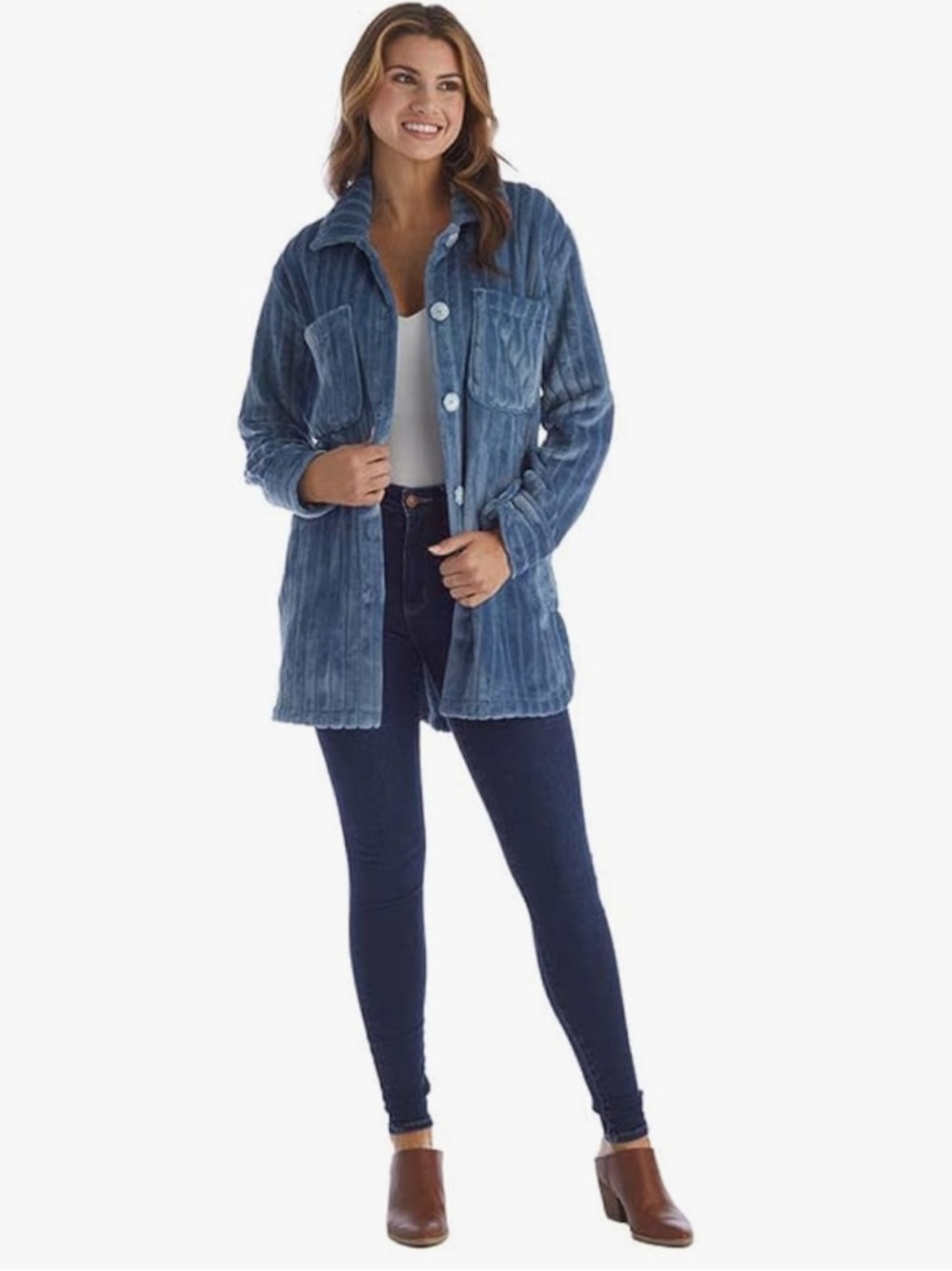 Softies Button-Down Embossed Plush Shacket size L
